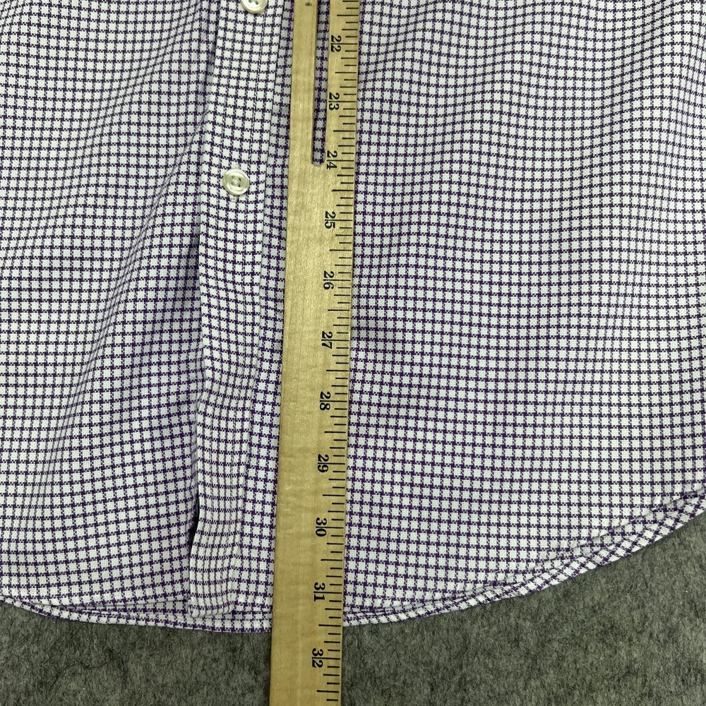 Charles Tyrwhitt Shirt Mens 15.5 34/35 Purple Check Extra‎ Slim Non Iron French - Picture 8 of 15